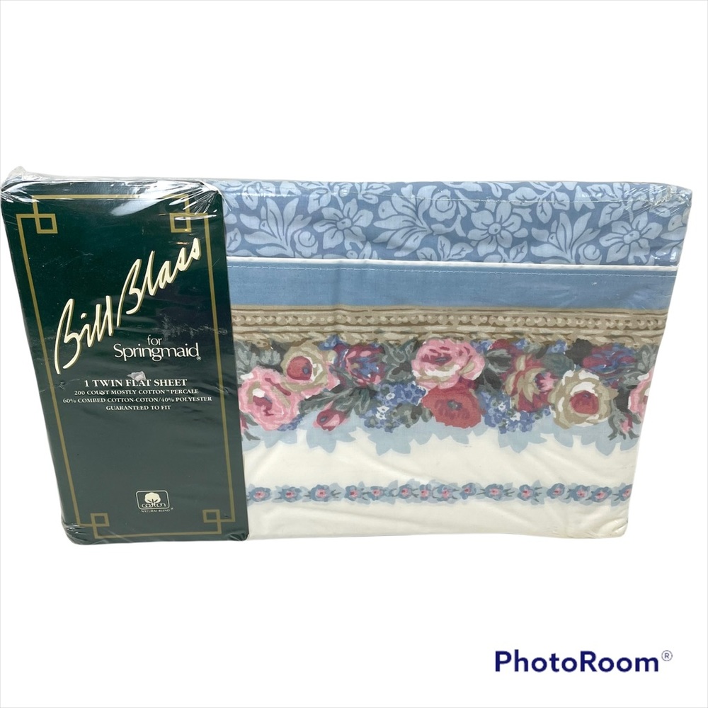 Vintage Bill Blass for Springmaid Twin Flat Sheet Roses